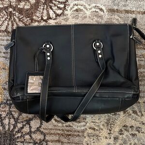 Franklin Covey Black Leather Laptop Bag